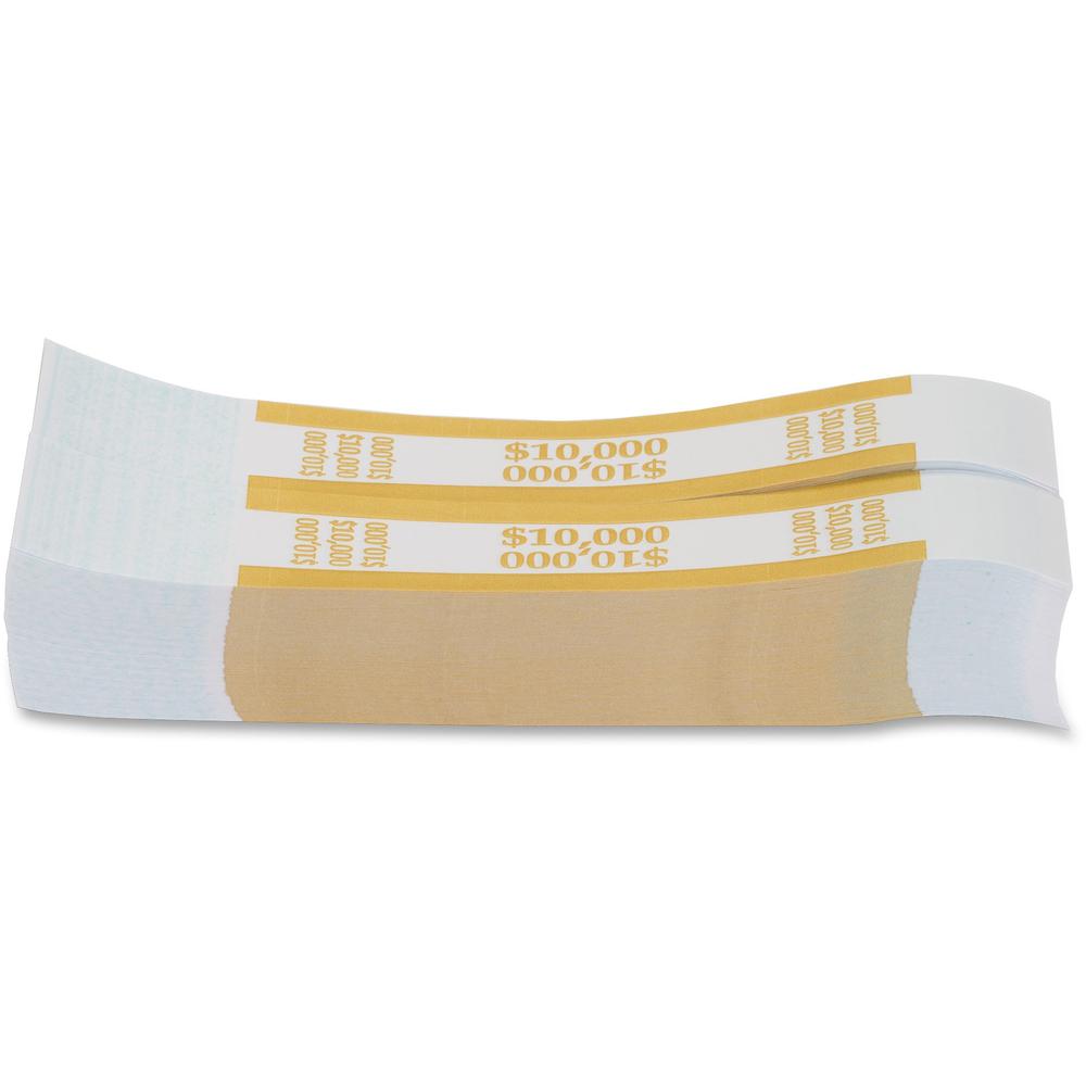 PAP-R Currency Straps - 1.25" Width - Self-sealing, Self-adhesive, Durable - 20 lb Basis Weight - Kraft - White, Yellow - 1000 / Pack. Picture 6