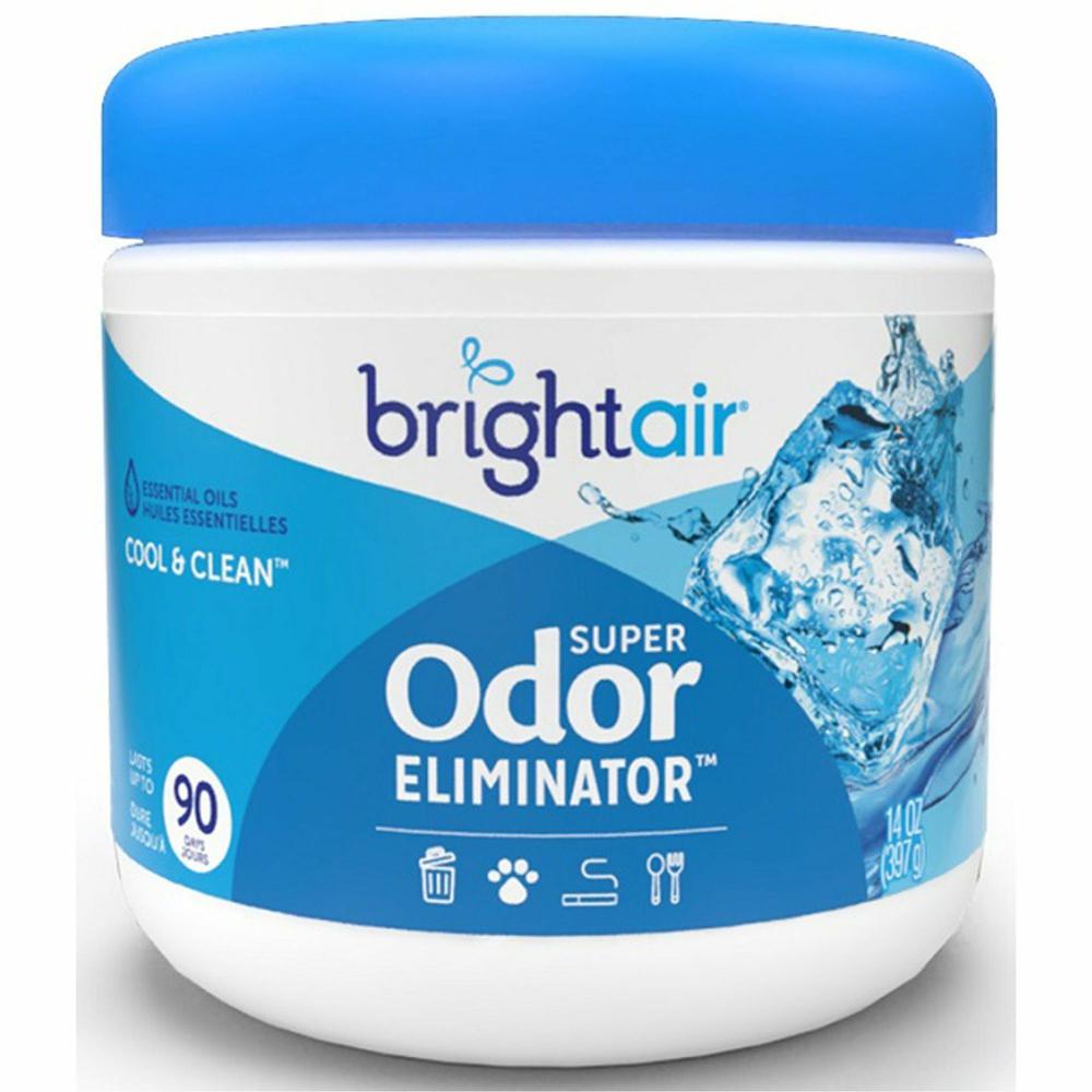 Bright Air Super Odor Eliminator Air Freshener - Gel - 450 ft³ - 14 fl oz (0.4 quart) - Cool, Clean - 60 Day - 6 / Carton. Picture 3