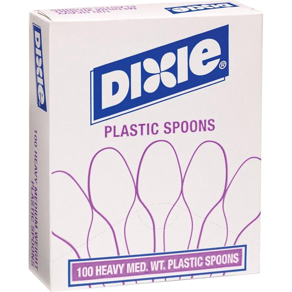 Dixie Heavy Medium-weight Disposable Soup Spoons Grab-N-Go by GP Pro - 100 / Box - 1000/Carton - Soup Spoon - 1000 x Soup Spoon - White. Picture 2