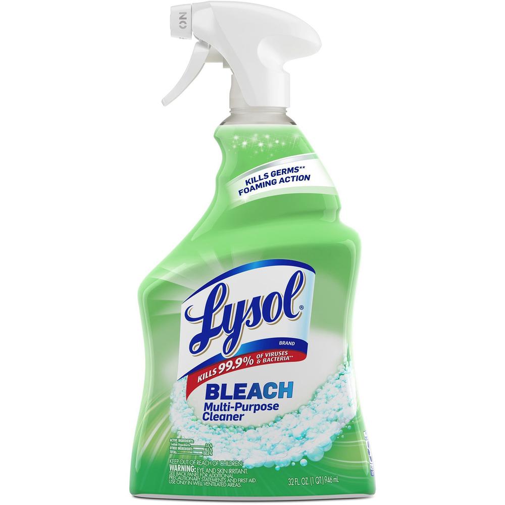 Lysol Multi-Purpose Cleaner with Bleach - Spray - 32 fl oz (1 quart) - 12 / Carton - White. Picture 2