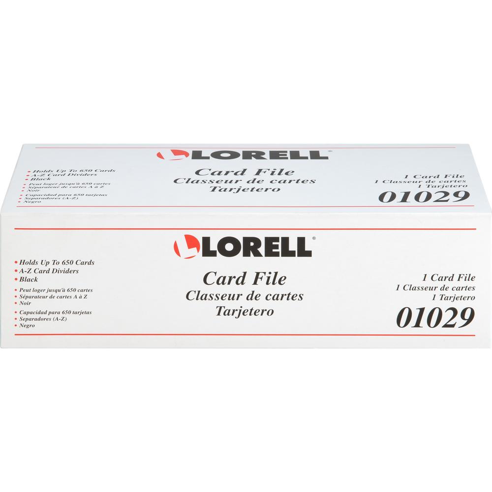 Lorell Desktop Business Card File - 650 Card Capacity - Black, Smoke. Picture 3