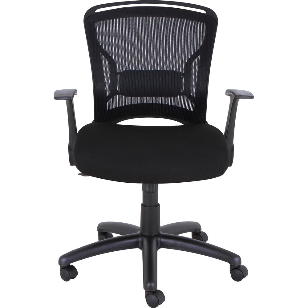 Lorell Flipper Arm Mid-back Chair - Fabric Seat - 5-star Base - Black - 1 Each. Picture 10
