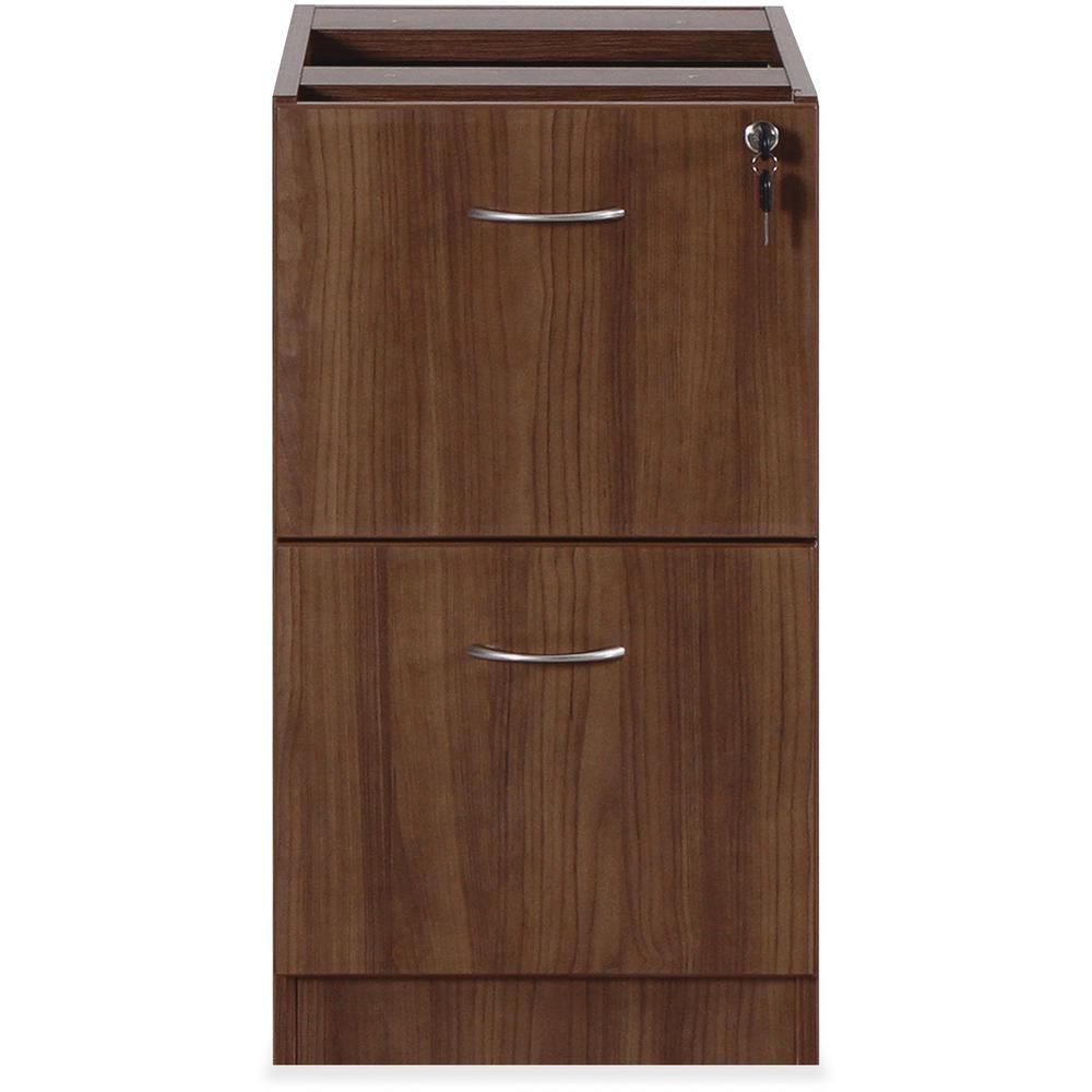 Lorell Essentials Series File/File Fixed File Cabinet - 15.5" x 21.9"28.5" Pedestal, 3.8" - 2 x File Drawer(s) - Finish: Laminate, Walnut - Built-in Hangrail, Ball-bearing Suspension, Mobility - For F. Picture 3
