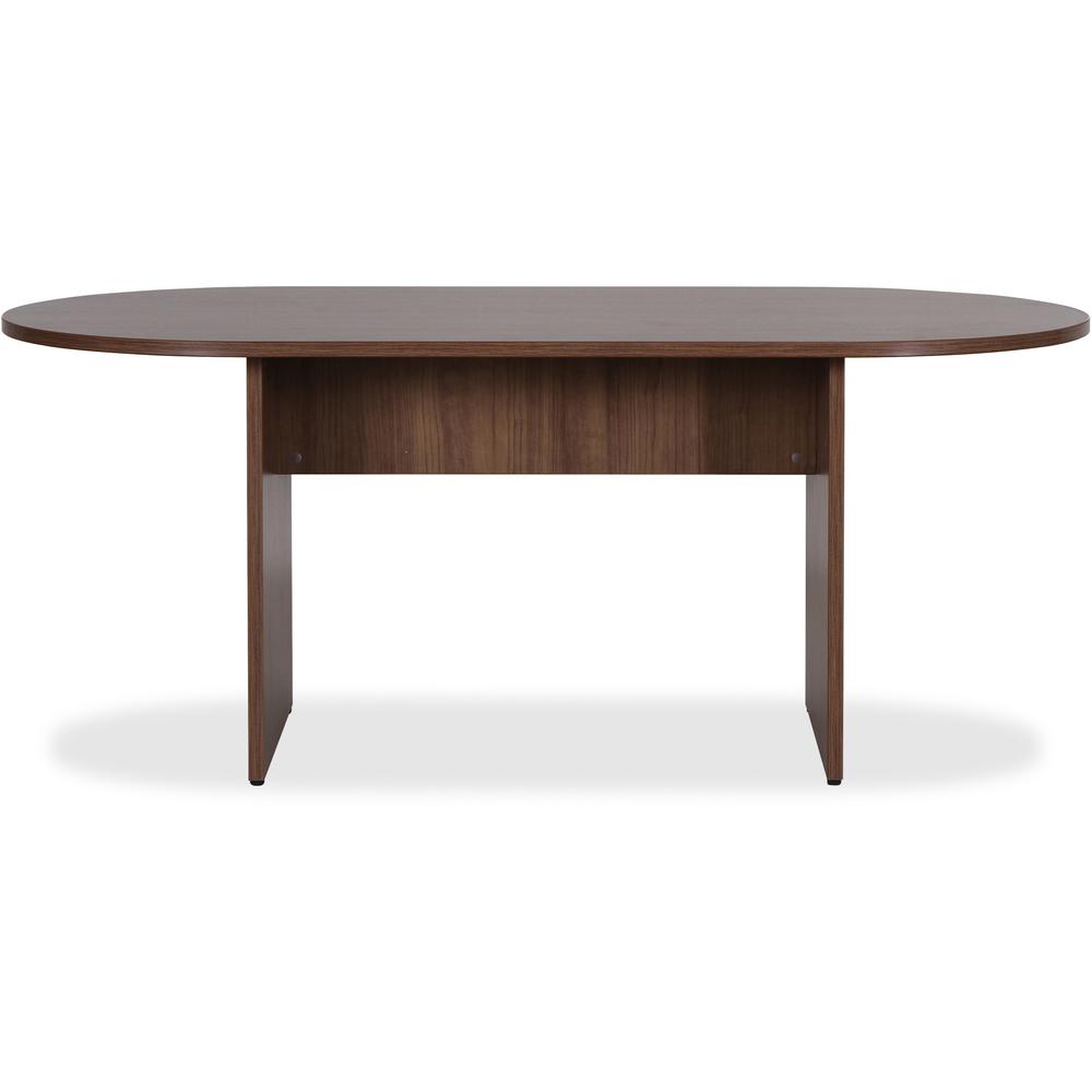 Lorell Essentials Walnut Laminate Oval Conference Table - 1.3" Table Top, 0" Edge, 70.9" x 35.4" x 29.5"Table - Material: Wood - Finish: Walnut Laminate. Picture 4