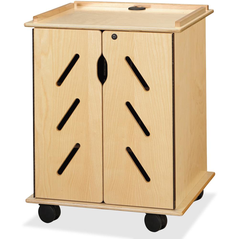 Jonti-Craft Laptop/Tablet Storage Cart - x 24" Width x 23" Depth x 30" Height - Woodgrain - For 32 Devices - 1 Each. Picture 10
