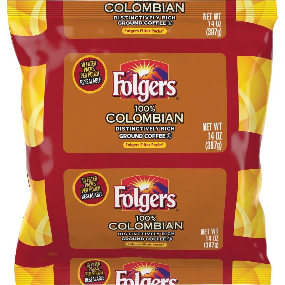 Folgers&reg; Ground Colombian Coffee - Medium/Dark - 1.4 oz - 40 / Carton. Picture 5
