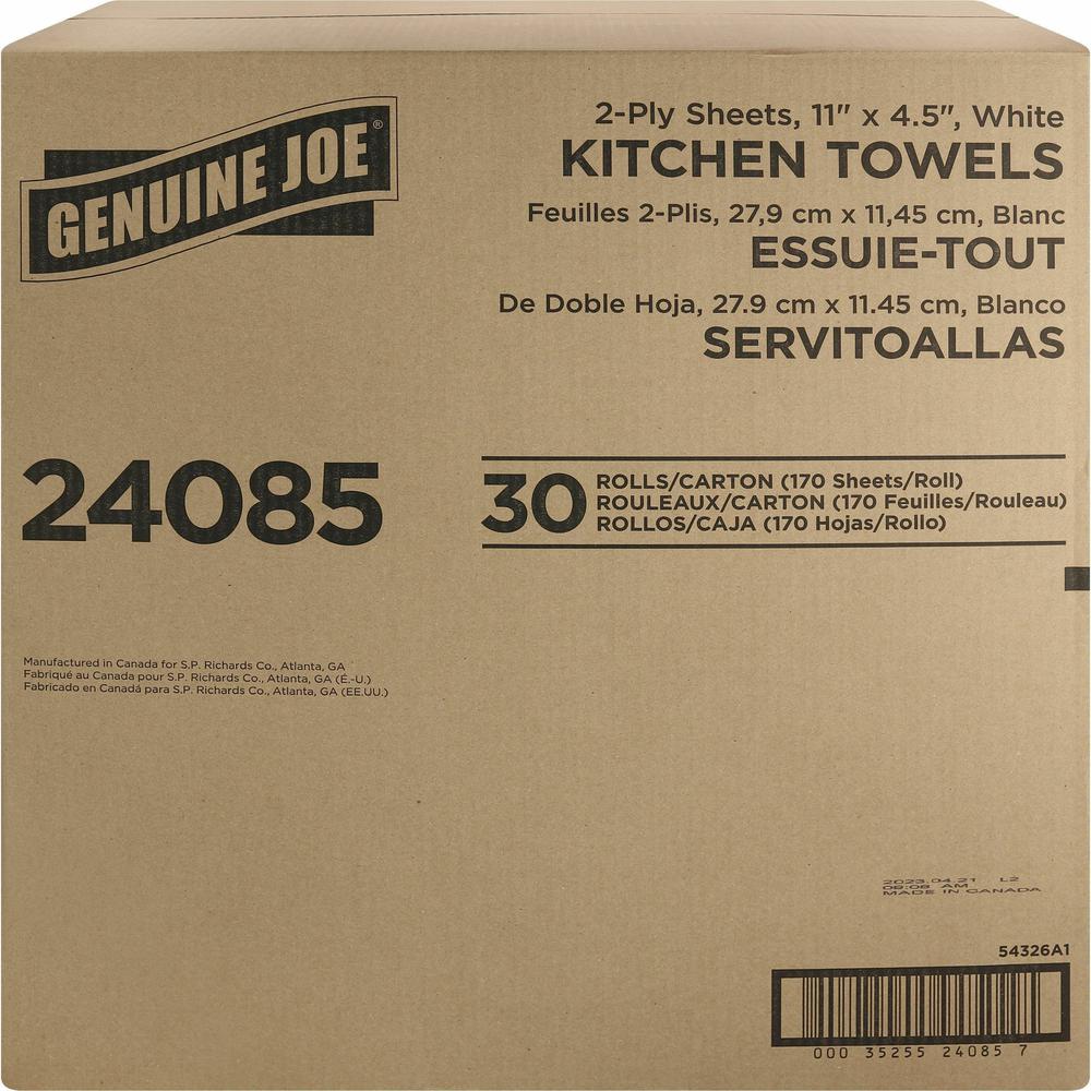 Genuine Joe Kitchen Roll Flexible Size Towels - 2 Ply - 1.63" Core - White - Paper - 30 / Carton. Picture 5