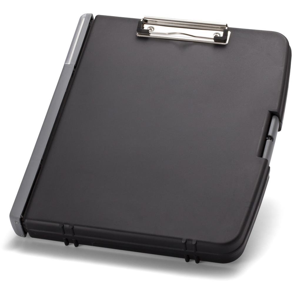 Officemate Ringbinder Clipboard Storage Box - 8 19/64" , 8 1/2" x 11 45/64" , 11" - Spring Clip - Plastic - Charcoal - 1 Each. Picture 5