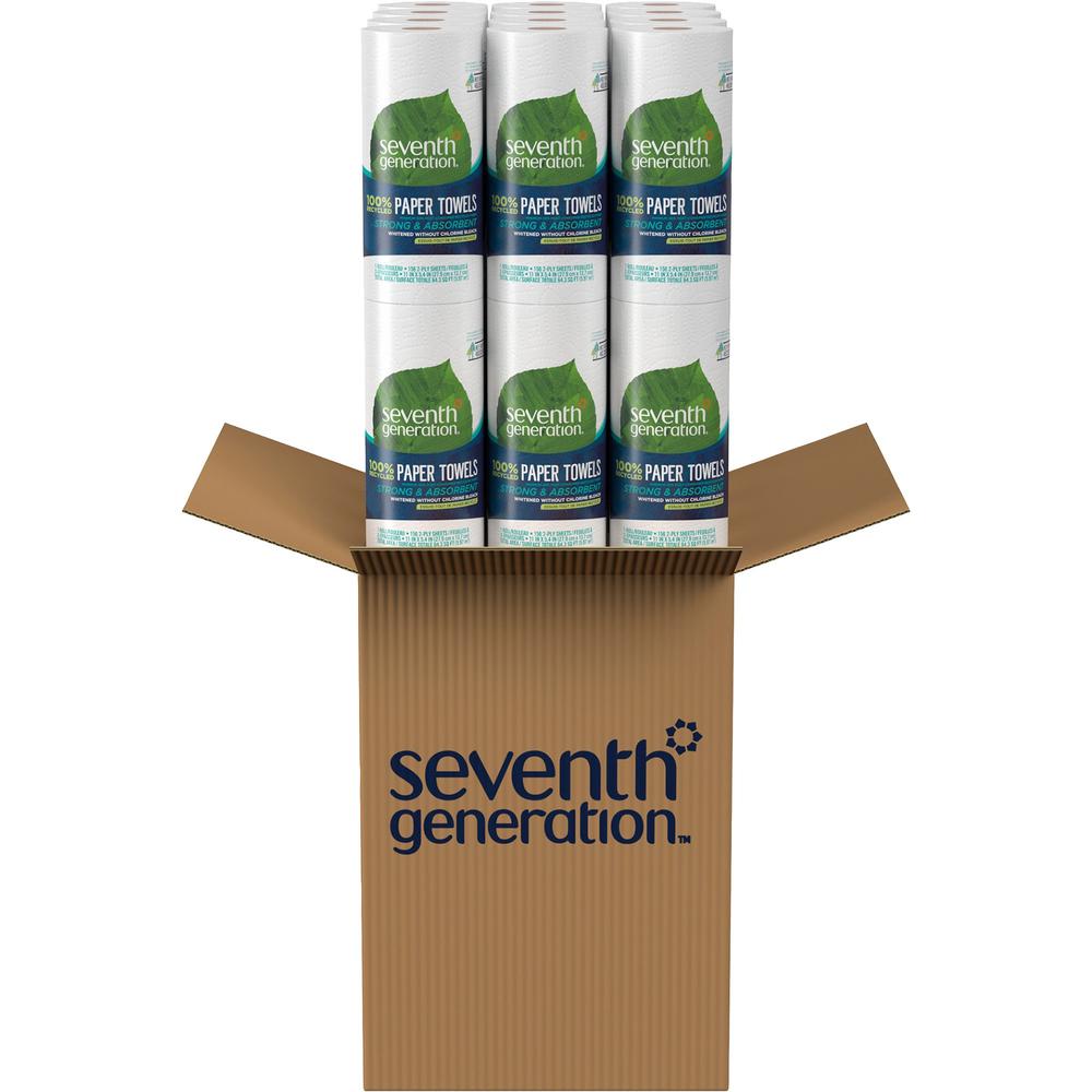 Seventh Generation 100% Recycled Paper Towels - 2 Ply - 156 Sheets/Roll - White - 24 / Carton. Picture 2