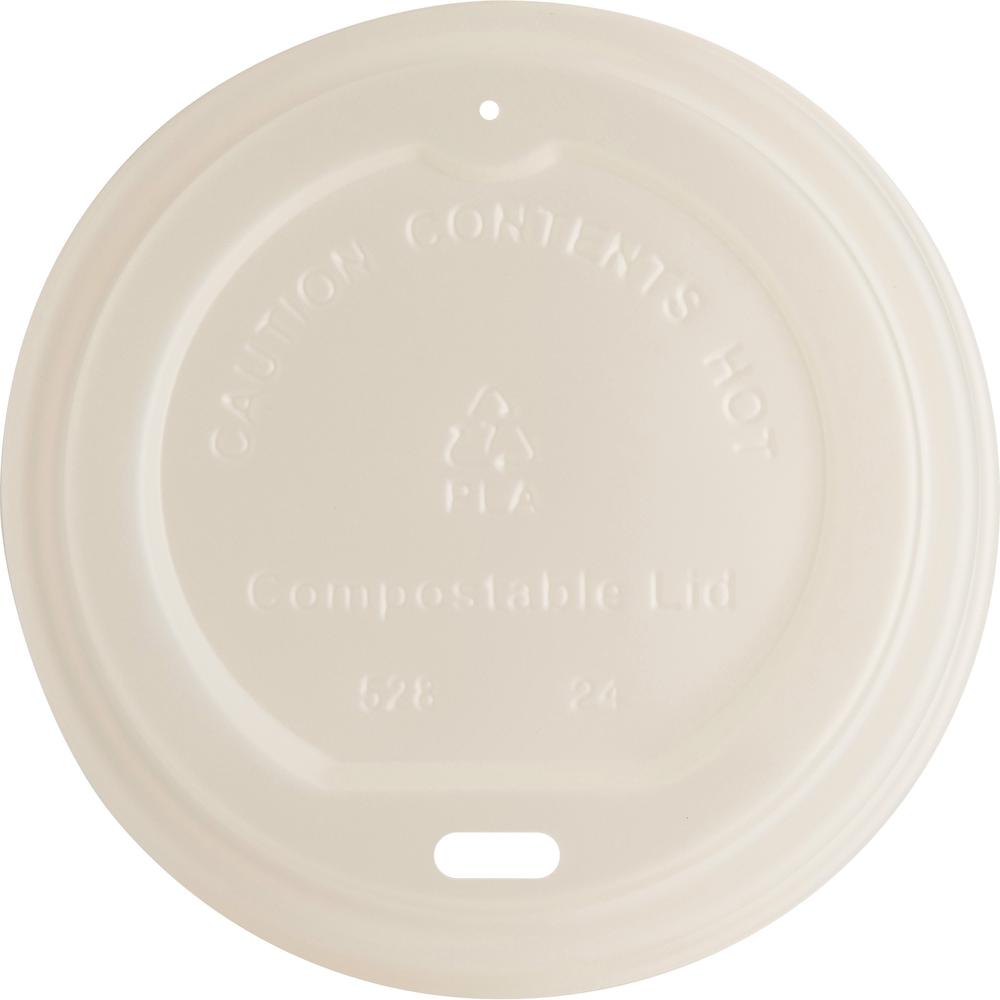 Genuine Joe Vented Hot Cup Lid - Polystyrene - 50 Lids/Pack - 1000 / Carton - White. Picture 3