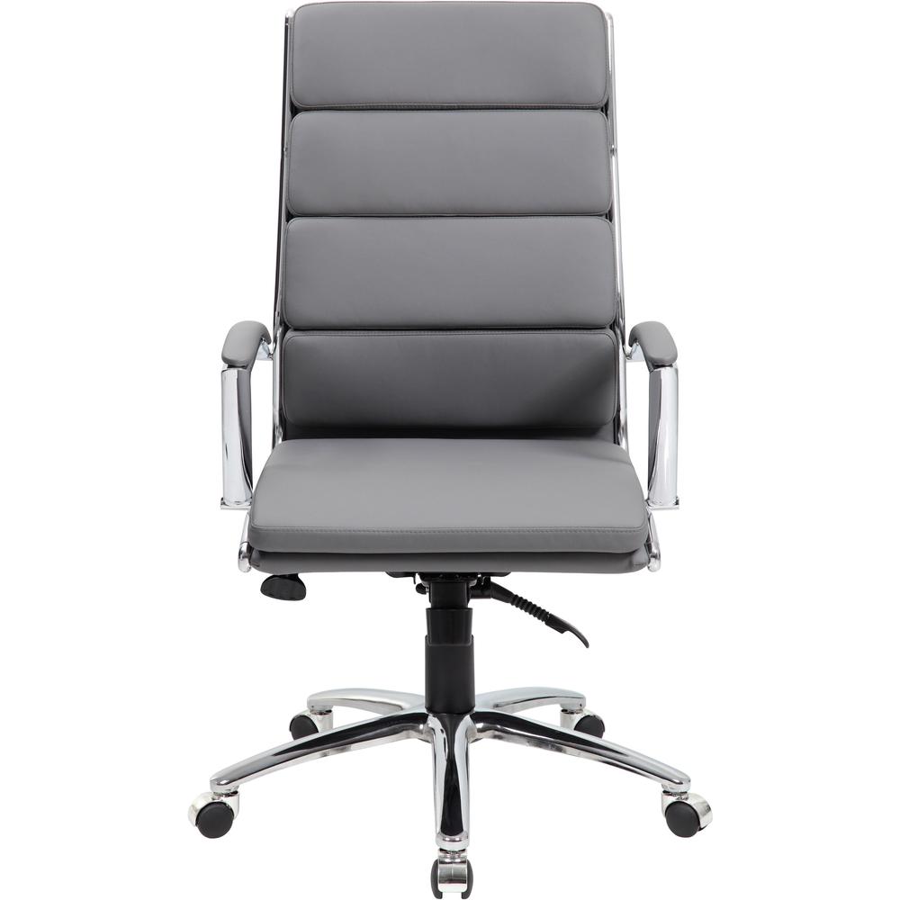 Boss B9471 Executive Chair - Gray Vinyl Seat - Gray Back - Chrome, Black Chrome Frame - 5-star Base - Armrest - 1 Each. Picture 2