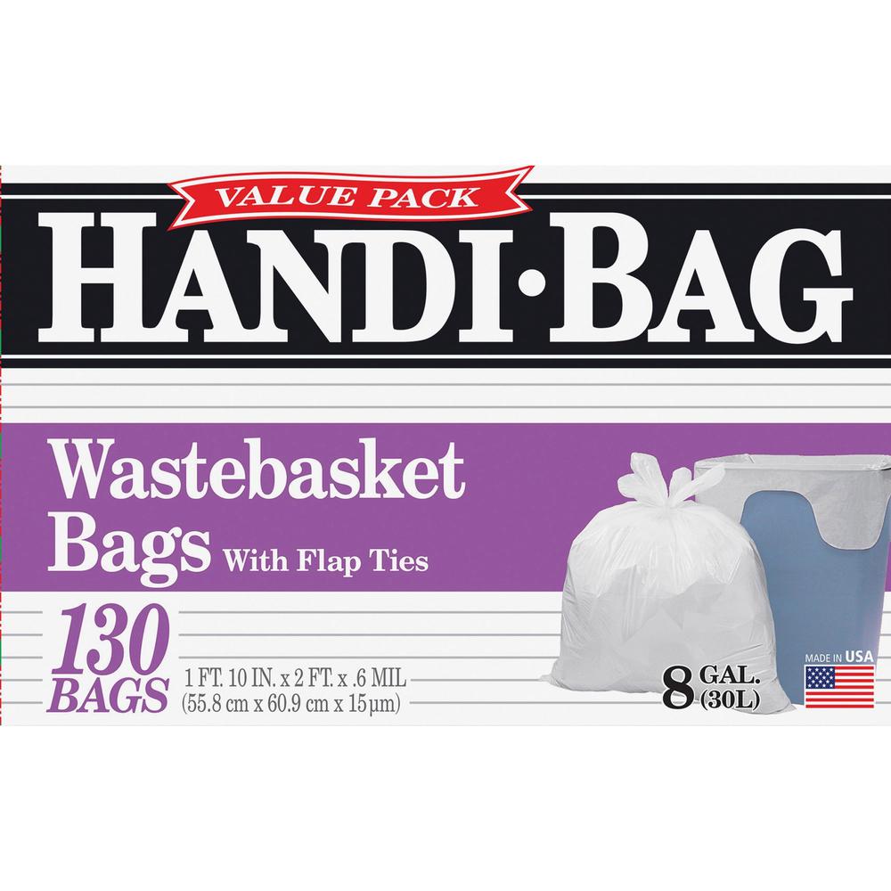 Berry Handi-Bag Wastebasket Bags - Small Size - 8 gal Capacity - 21.50" Width x 24" Length - 0.60 mil (15 Micron) Thickness - White - Hexene Resin - 6/Carton - 130 Per Box - Home, Office. Picture 3