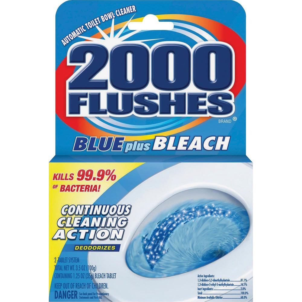 WD-40 2000 Flushes Blue/Bleach Bowl Cleaner Tablets - Concentrate - 3.50 oz (0.22 lb) - 12 / Carton - Antibacterial, Deodorant - Blue. Picture 4