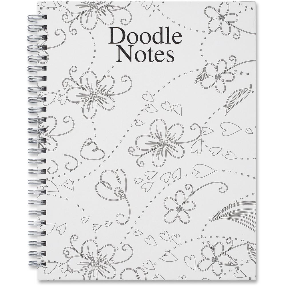 House of Doolittle Doodle Notes Spiral Notebook - 111 Pages - Spiral Bound - 7" x 9" - Black & White Flower Cover - Hard Cover - Recycled - 1 Each. Picture 3