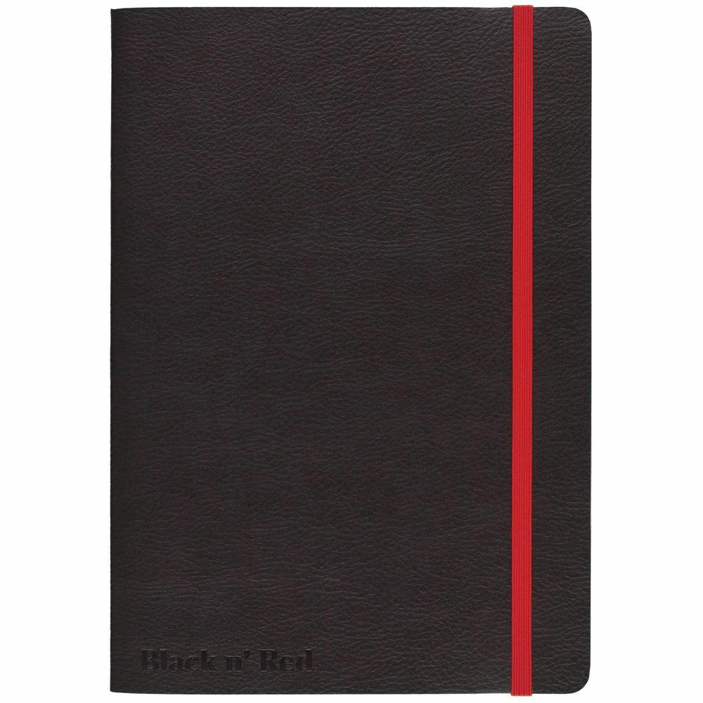 Black n' Red Soft Cover Business Notebook - Sewn - Ruled - 6" x 8" - High White Paper - Black/Red Cover - Resist Bleed-through, Numbered, Expandable Pocket, Bungee, Soft Cover - 1 Each. Picture 2