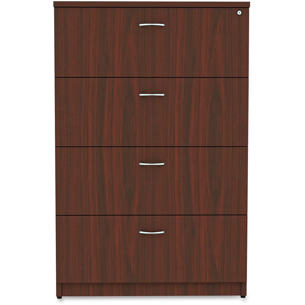 Lorell Essentials Series 4-Drawer Lateral File - 1" Top, 35.5" x 22"54.8" - 4 x File Drawer(s) - Finish: Mahogany Laminate. Picture 3