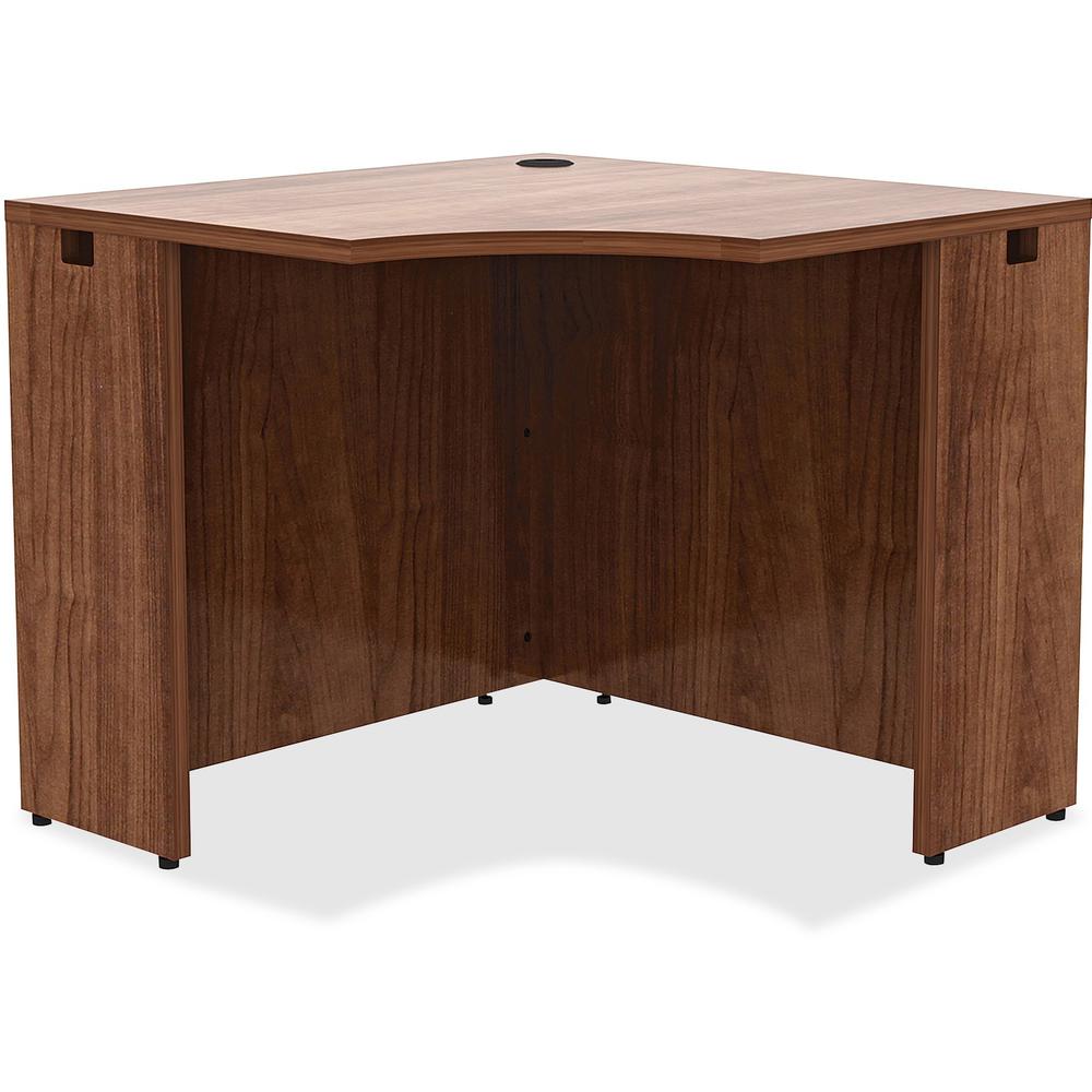 Lorell Essentials Series Corner Desk - 36" x 36"29.5" , 0.1" Edge - Material: Metal - Finish: Walnut, Laminate. Picture 2