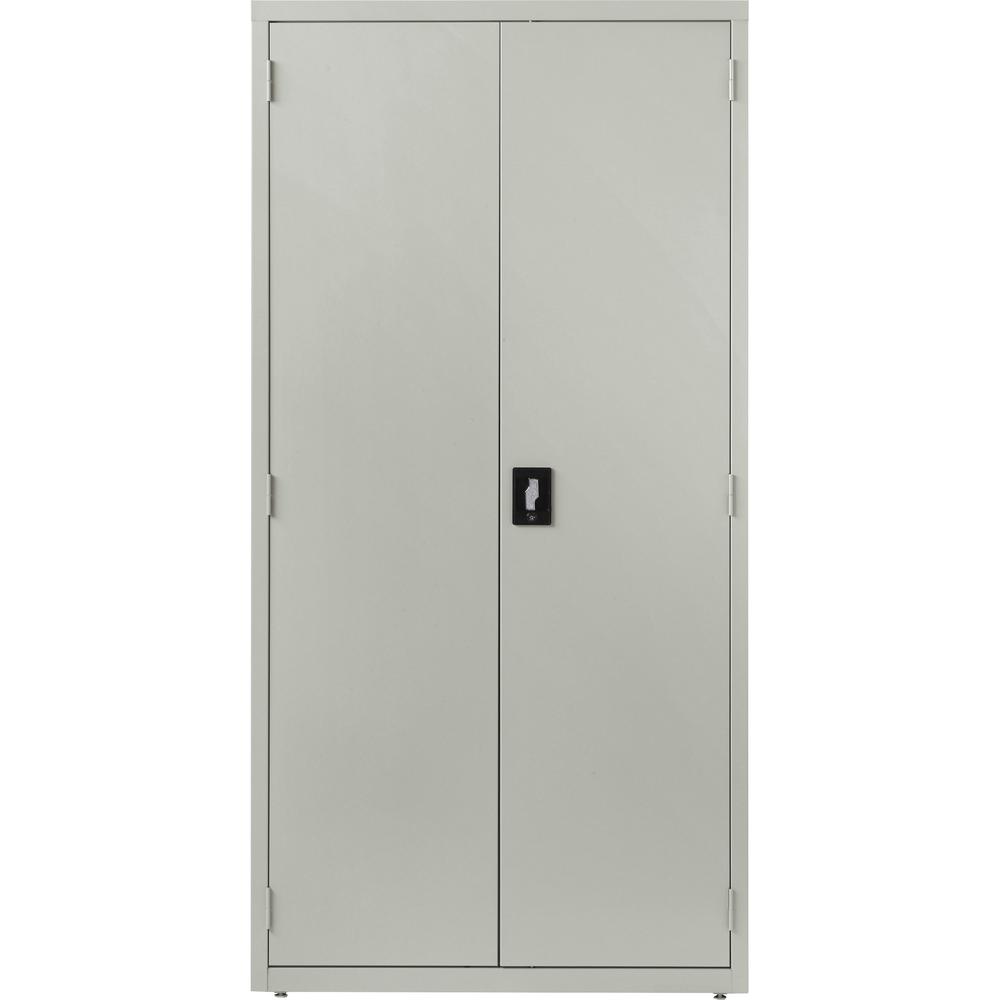 Lorell Storage Cabinet - 24" x 36" x 72" - 5 x Shelf(ves) - Hinged Door(s) - Sturdy, Recessed Locking Handle, Removable Lock, Durable, Storage Space - Light Gray - Powder Coated - Steel - Recycled. Picture 3