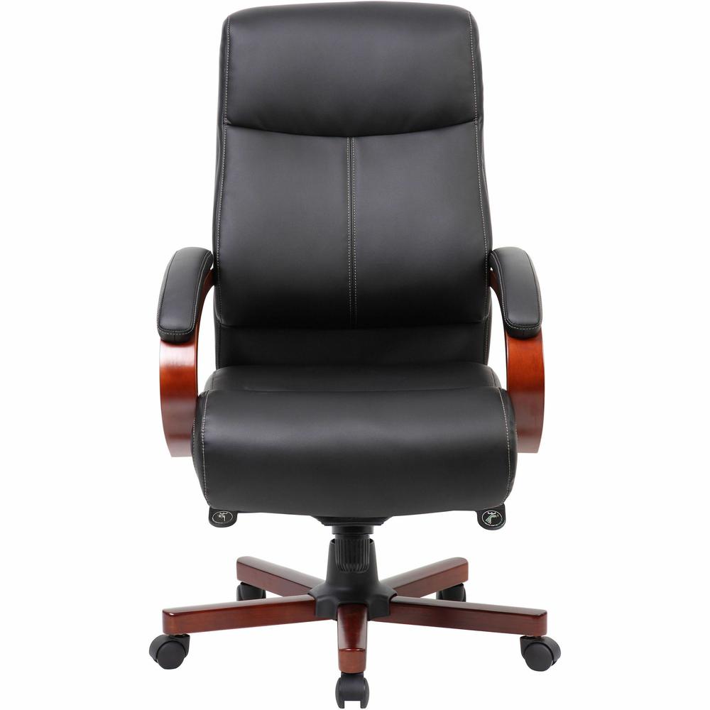 Lorell Executive Chair - Black Leather Seat - Black Leather Back - 1 Each. Picture 2