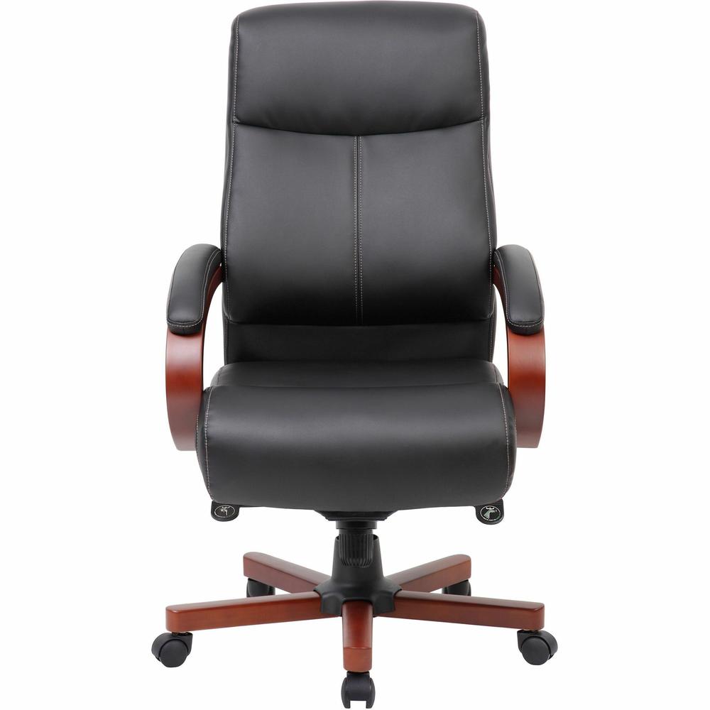 Lorell Executive Chair - Black, Mahogany - 1 Each. Picture 8