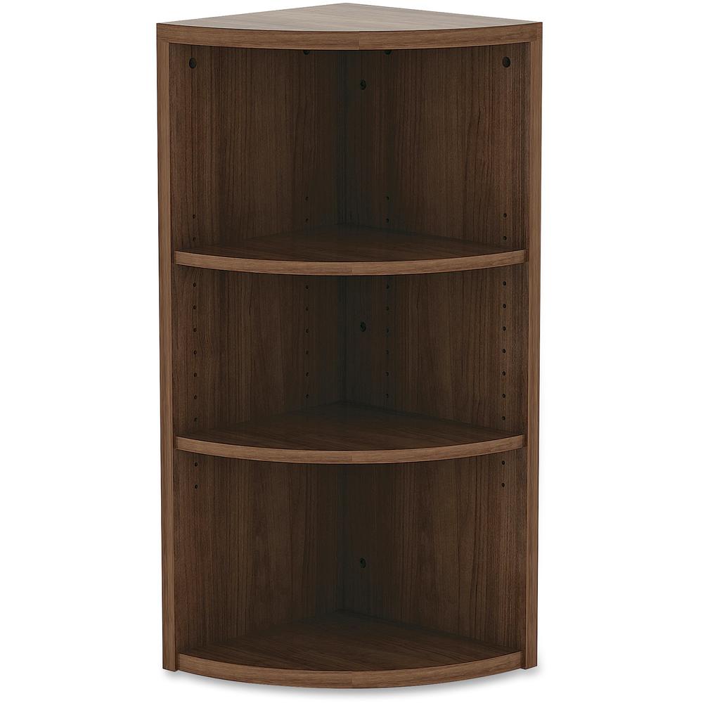 Lorell Essentials Series Hutch End Corner Bookcase - 36" Height x 14.8" Width37.8" Length%Floor - Walnut - Laminate, Polyvinyl Chloride (PVC) - 1 Each. Picture 2