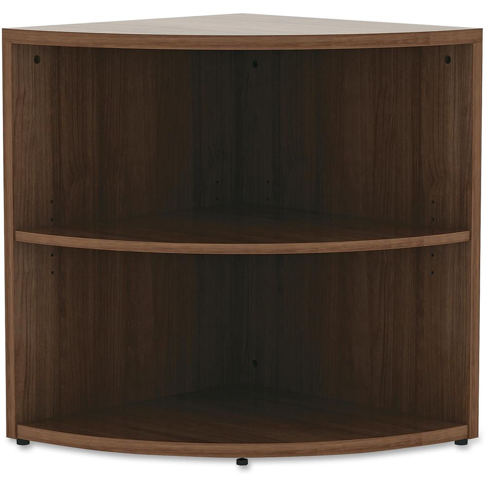 Lorell Essentials Series Desk End Corner Bookcase - 23.6" Height x 29.5" Width30.7" Length%Floor - Walnut - Laminate, Polyvinyl Chloride (PVC) - 1 Each. Picture 3