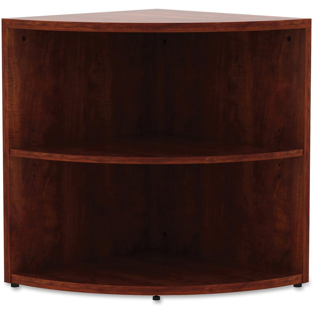 Lorell Essentials Series Desk End Corner Bookcase - 29.5" Height x 23.6" Width x 23.6" DepthFloor - Cherry - Laminate, Polyvinyl Chloride (PVC) - 1 Each. Picture 2