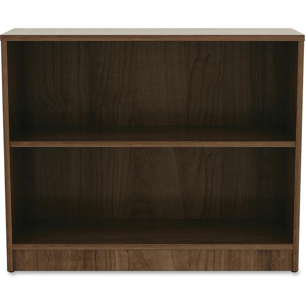 Lorell Laminate Bookcase - 2 Shelf(ves) - 29.5" Height x 36" Width x 12" Depth - Sturdy, Adjustable Feet, Adjustable Shelf - Thermofused Laminate (TFL) - Walnut - Laminate - 1 Each. Picture 2