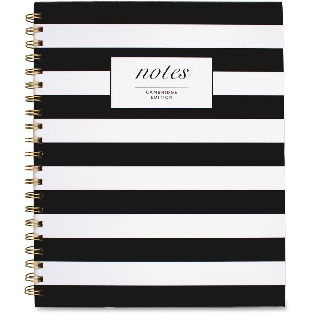 Cambridge Hardcover Wirebound Notebook - 160 Pages - Twin Wirebound - Both Side Ruling Surface - Ruled - 11" x 8 7/8" - Black & White Stripe Cover - Hard Cover, Dual Sided - 1 Each. Picture 4