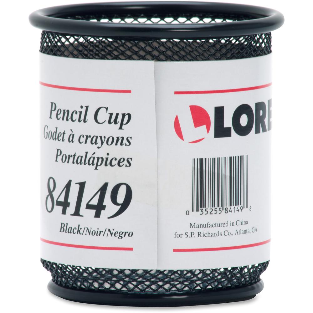 Lorell Mesh Wire Pencil Cup Holders - 3.5" x 3.9" x - Steel - 6 / Box - Black. Picture 7