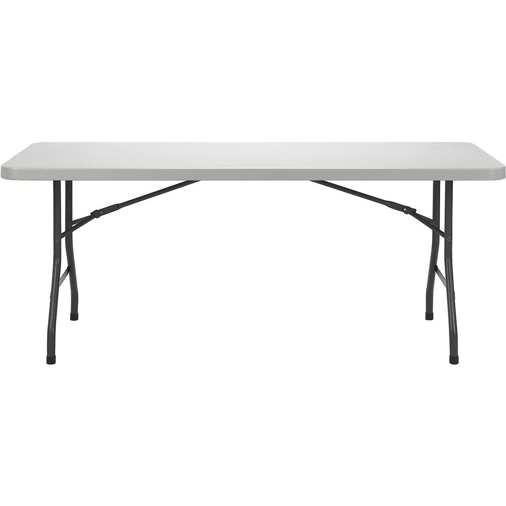 Lorell Extra-Capacity Ultra-Lite Folding Table - Light Gray Top - Dark Gray Base - 750 lb Capacity x 72" Table Top Width x 30" Table Top Depth - 29.25" Height - Gray - High-density Polyethylene (HDPE). Picture 4
