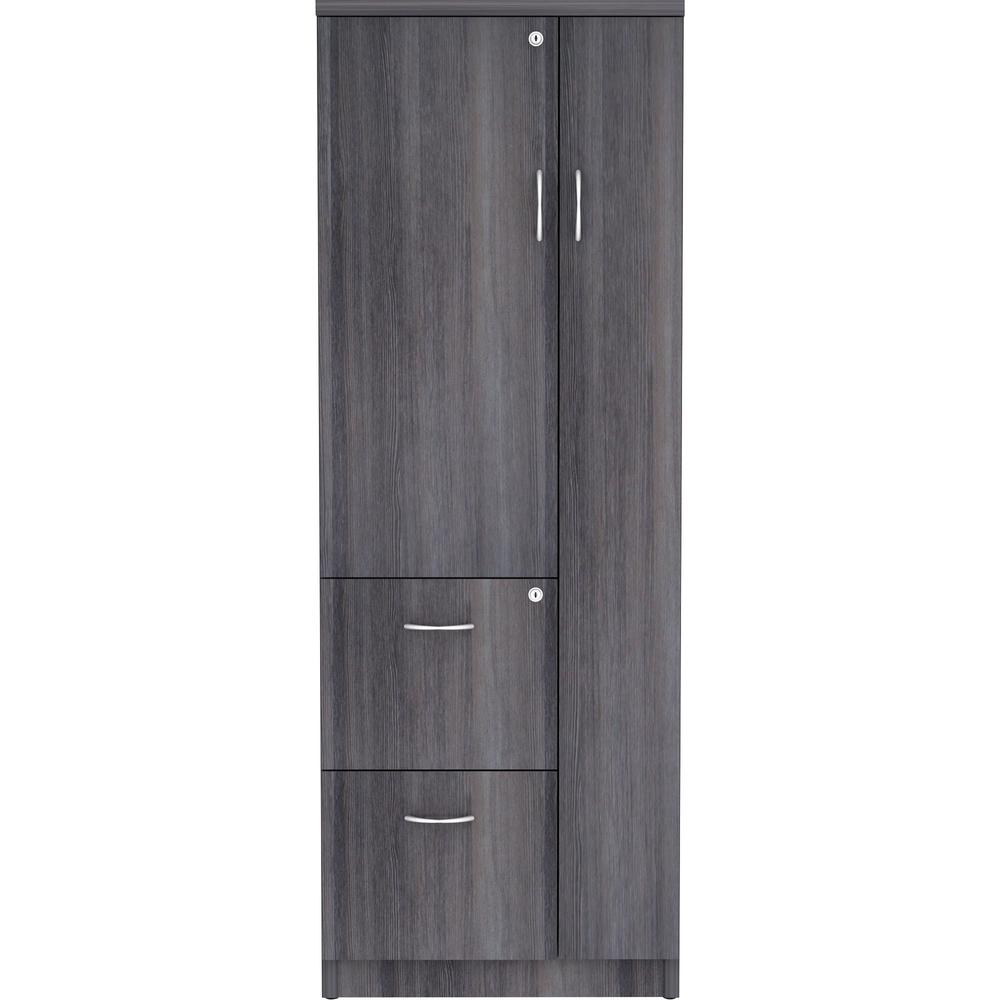Lorell Essentials/Revelance Tall Storage Cabinet - 23.6" x 23.6"65.6" - 2 Drawer(s) - 2 Shelve(s) - Material: Medium Density Fiberboard (MDF), Particleboard - Finish: Weathered Charcoal - Abrasion Res. Picture 2