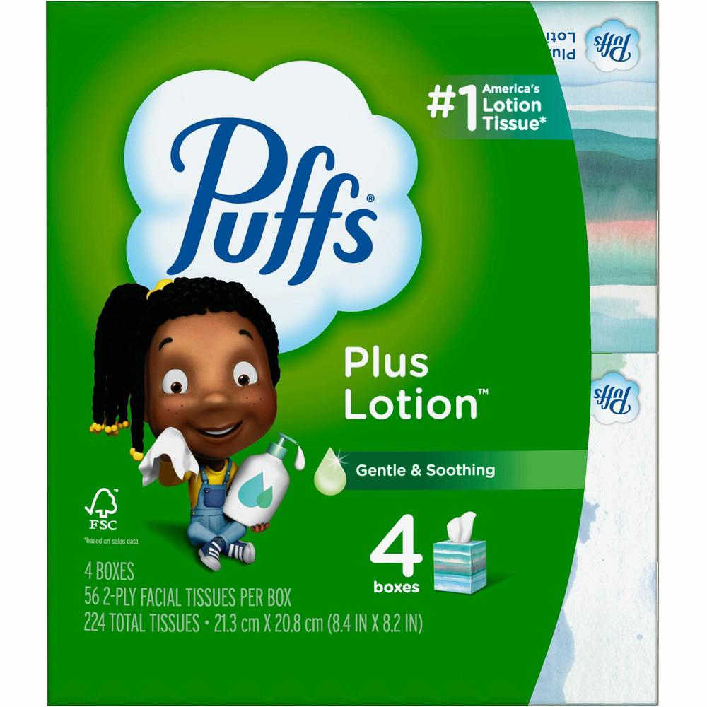 Puffs Plus Lotion Facial Tissues - 2 Ply - White - 56 Per Box - 24 / Carton. Picture 2