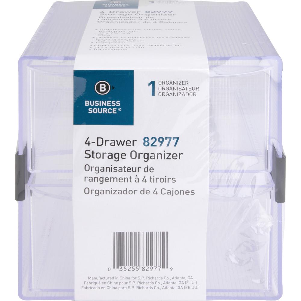Business Source 4-drawer Storage Organizer - 4 Drawer(s) - 6" Height x 7.3" Width x 6" Depth - Desktop - 1 Each. Picture 6