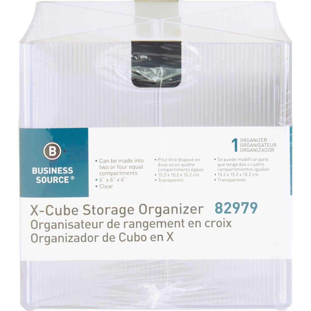 Business Source X-Cube Storage Organizer - 4 Compartment(s) - 6" Height x 6" Width x 6" DepthDesktop - Clear - 1 Each. Picture 2