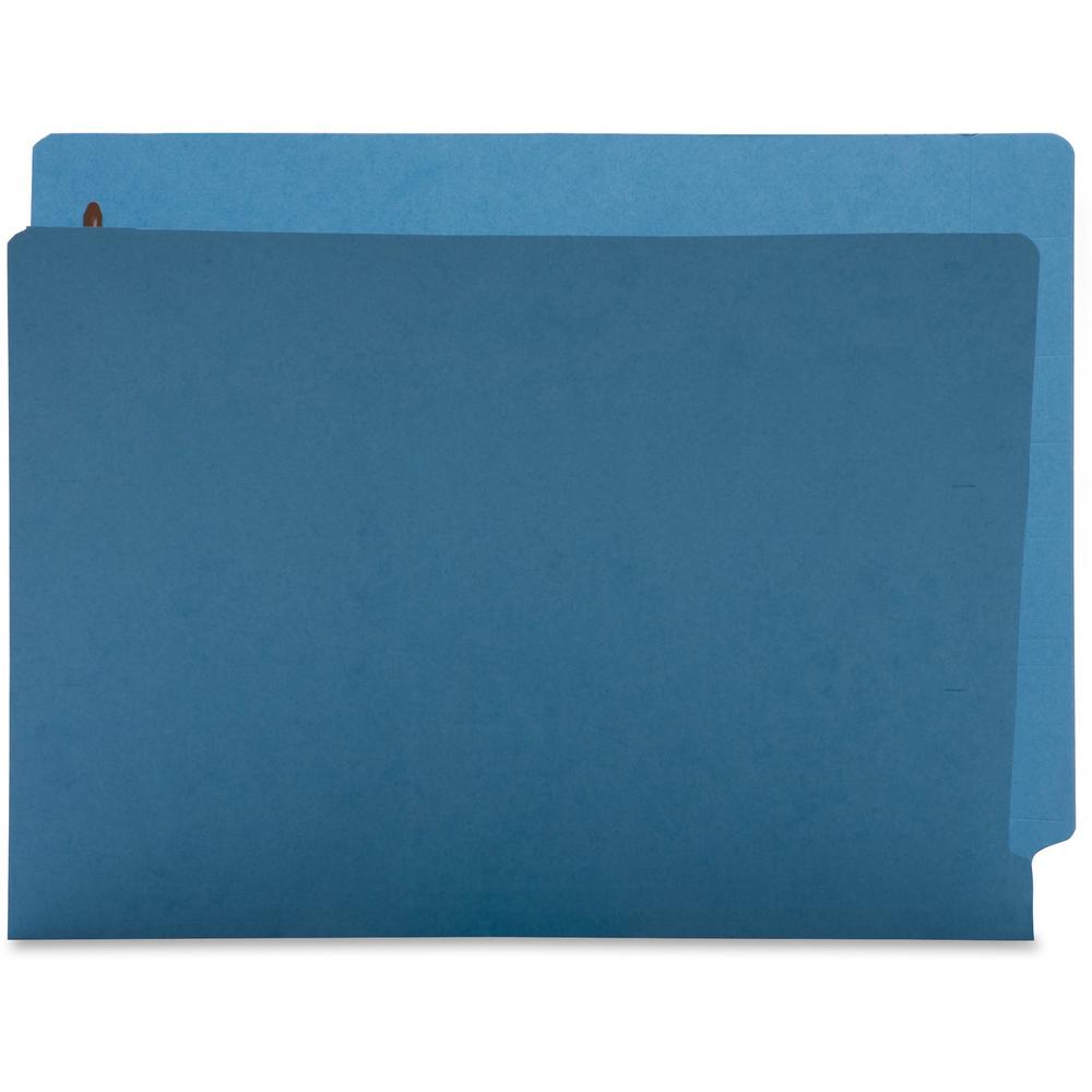 Business Source Letter Recycled Fastener Folder - 8 1/2" x 11" - 2 Fastener(s) - End Tab Location - Blue - 10% Recycled - 50 / Box. Picture 6