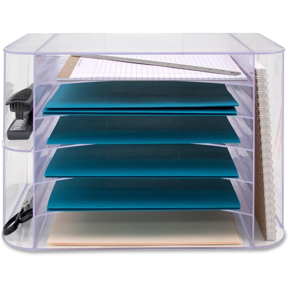 Business Source 6-tray Jumbo Desk Sorter - 3 Pocket(s) - 6 Compartment(s) - 12.3" Height x 18.1" Width x 10" Depth - Desktop - Clear - 1 Each. Picture 3