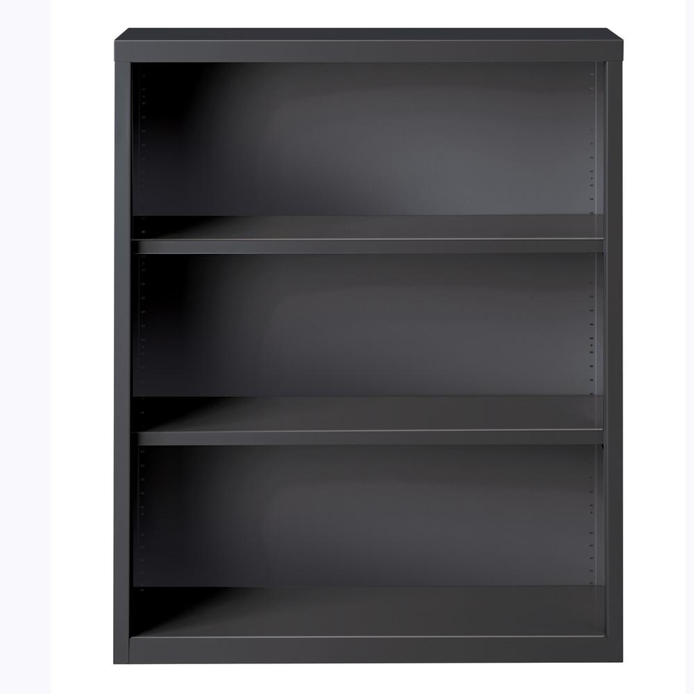 Lorell Fortress Series Bookcase - 34.5" x 13"42" - 3 Shelve(s) - Material: Steel - Finish: Charcoal, Powder Coated - Adjustable Shelf, Welded, Durable. Picture 2