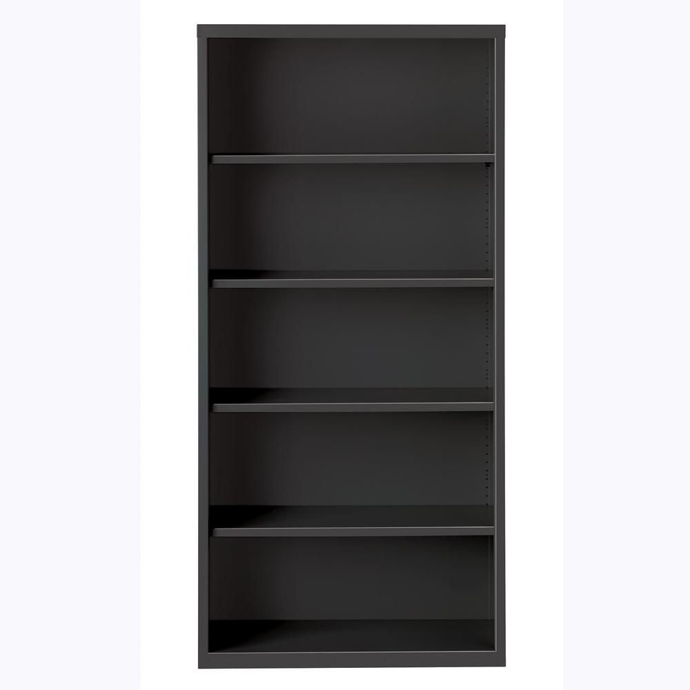 Lorell Fortress Series Bookcase - 34.5" x 13"72" - 5 Shelve(s) - Material: Steel - Finish: Charcoal, Powder Coated - Adjustable Shelf, Welded, Durable. Picture 2