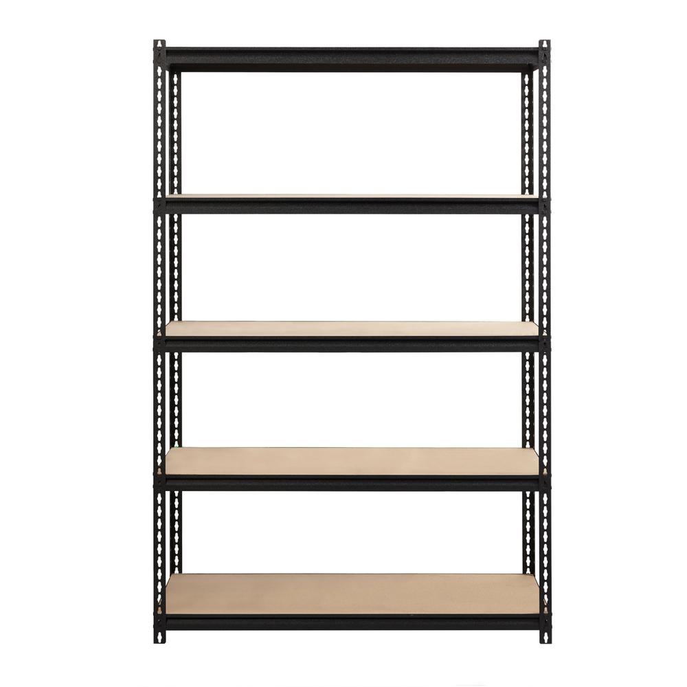 Lorell Iron Horse 2300 lb Capacity Riveted Shelving - 5 Shelf(ves) - 72" Height x 48" Width x 18" Depth - 30% Recycled - Black - Steel, Particleboard - 1 Each. Picture 3