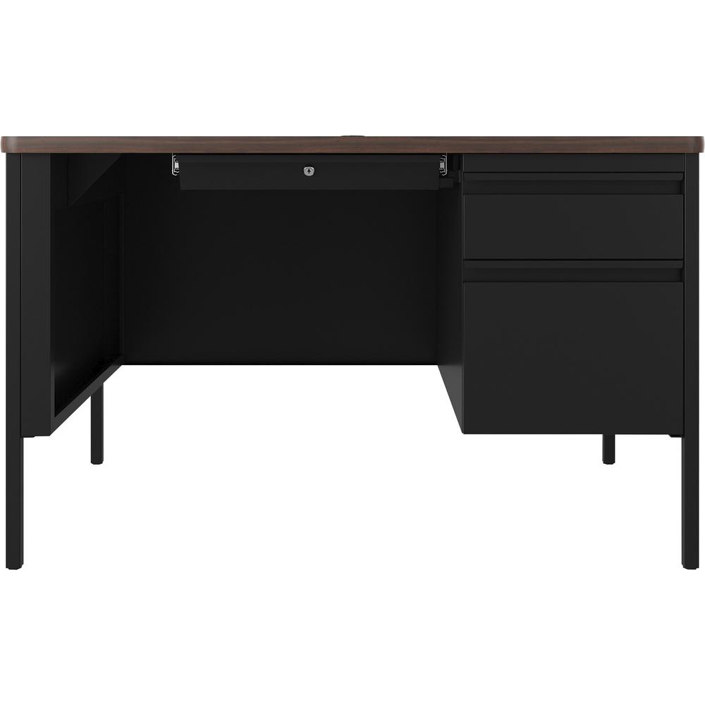 Lorell Fortress Series Walnut Top Teacher's Desk - 48" x 30"29.5" - Box, File Drawer(s) - Single Pedestal on Right Side - T-mold Edge. Picture 2