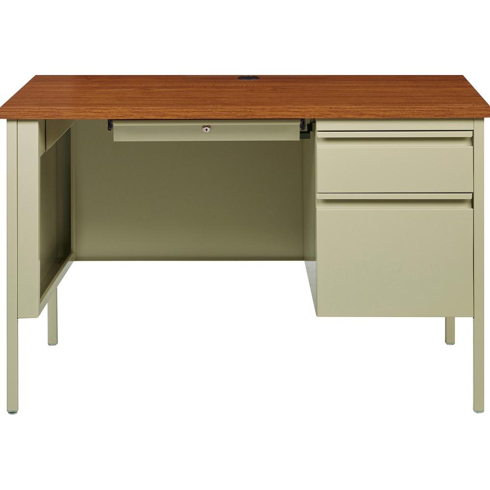Lorell Fortress Series 45-1/2" Right Single-Pedestal Desk - 45.5" x 24"29.5" , 1.1" Table Top - Box, File Drawer(s) - Single Pedestal on Right Side - Square Edge. Picture 2