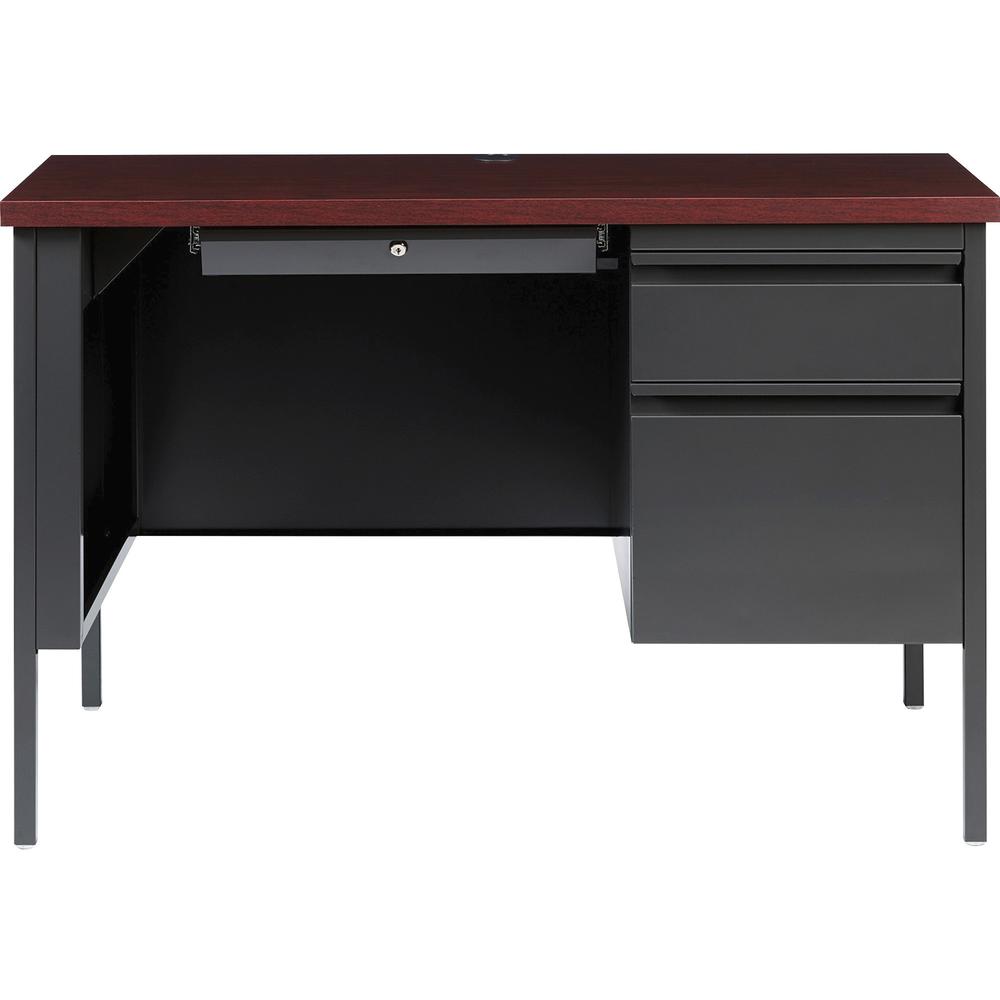 Lorell Fortress Series 45-1/2" Right Single-Pedestal Desk - 45.5" x 24"29.5" , 1.1" Top - Box, File Drawer(s) - Single Pedestal on Right Side - Square Edge. Picture 2