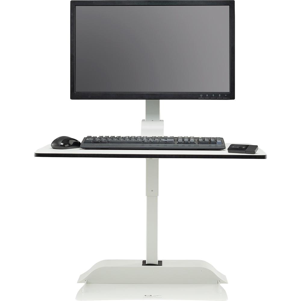 Safco Desktop Sit-Stand Desk Riser - Up to 27" Screen Support - 25 lb Load Capacity - 36" Height x 27.6" Width x 21.9" Depth - Desktop - Steel - White. Picture 8