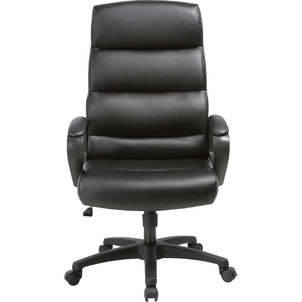 Lorell Soho High-back Leather Executive Chair - Black Bonded Leather Seat - Black Bonded Leather Back - 5-star Base - 1 Each. Picture 4