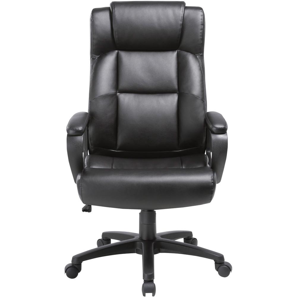 Lorell Soho High-back Leather Executive Chair - Black Bonded Leather Seat - Black Bonded Leather Back - 5-star Base - 18.39" Seat Width - 28.5" Length x 29" Width x 28" Depth x 46" Height - 1 Each. Picture 2