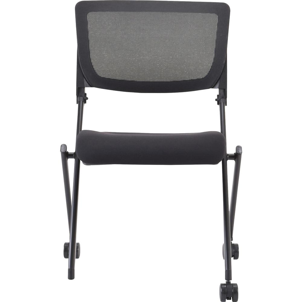 Lorell Mobile Mesh Back Nesting Chairs - Black Fabric Seat - Metal Frame - 2 / Carton. Picture 5