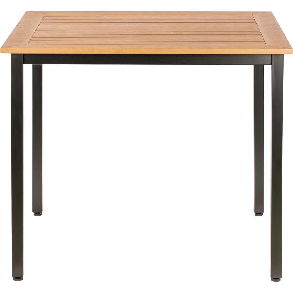 Lorell Faux Wood Outdoor Table - Teak Square Top - Black Four Leg Base - 4 Legs - 36.60" Table Top Length x 36.60" Table Top Width - 30.75" Height - Assembly Required - Faux Wood Top Material - 1 Each. Picture 6