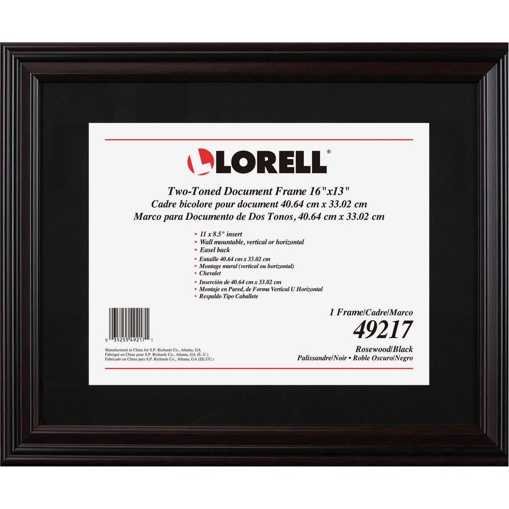 Lorell 2-toned Certificate Frame - 13" x 16" Frame Size - Holds 8.50" x 11" Insert - Rectangle - Desktop - Horizontal, Vertical - 1 Each - Rosewood. Picture 3