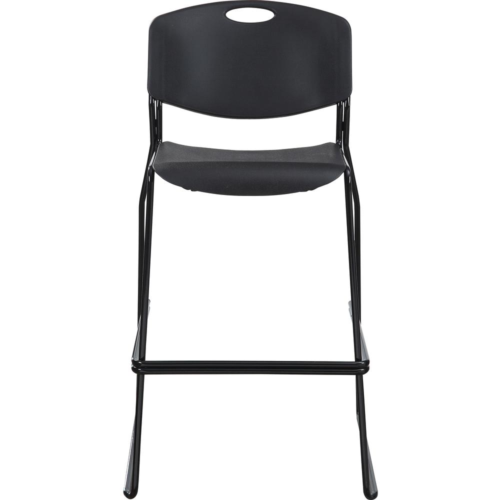Lorell Heavy-duty Bistro Stack Chairs - Black Plastic Seat - Black Plastic Back - Black Steel Frame - 2 / Carton. Picture 3